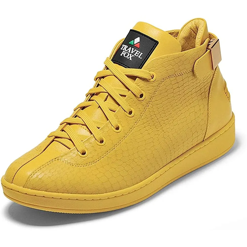 Travel Fox Mid Top Sneakers Men's Yellow Nappa Leather 915601-011