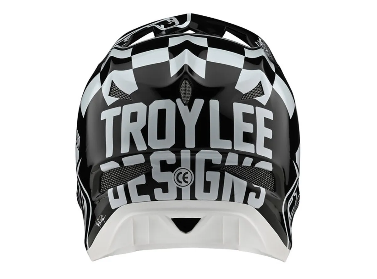 Troy Lee Designs D3 Fiberlite Full Face Helmet - Race Shop - White-Black - 2020