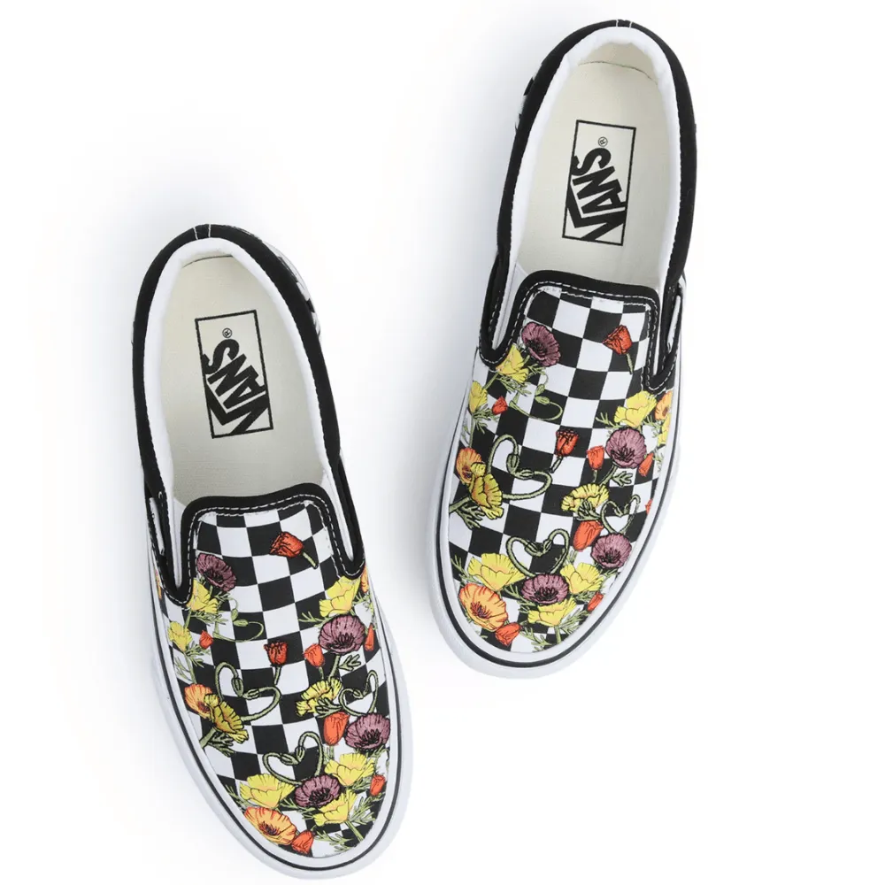 Vans Classic Slip-on Platform Trainers in Checkerboard Poppy