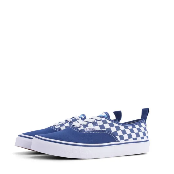 VANS Kids Authentic Elastic Lace Checkerboard, White/ Blue