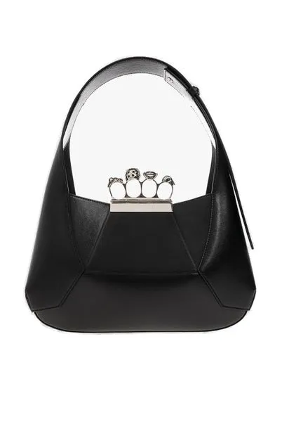 Versatile Black Jewelled Shoulder Handbag for Women by Alexander McQueen