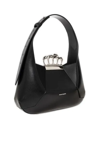 Versatile Black Jewelled Shoulder Handbag for Women by Alexander McQueen