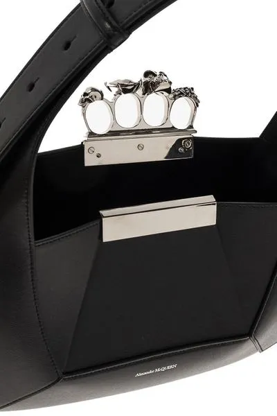 Versatile Black Jewelled Shoulder Handbag for Women by Alexander McQueen