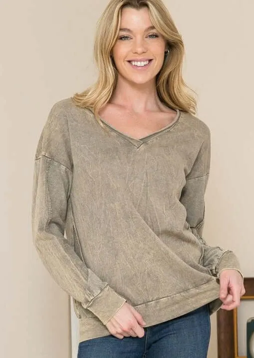 Vintage Vibes V-Neck Pullover Made in USA - Clearance Final Sale