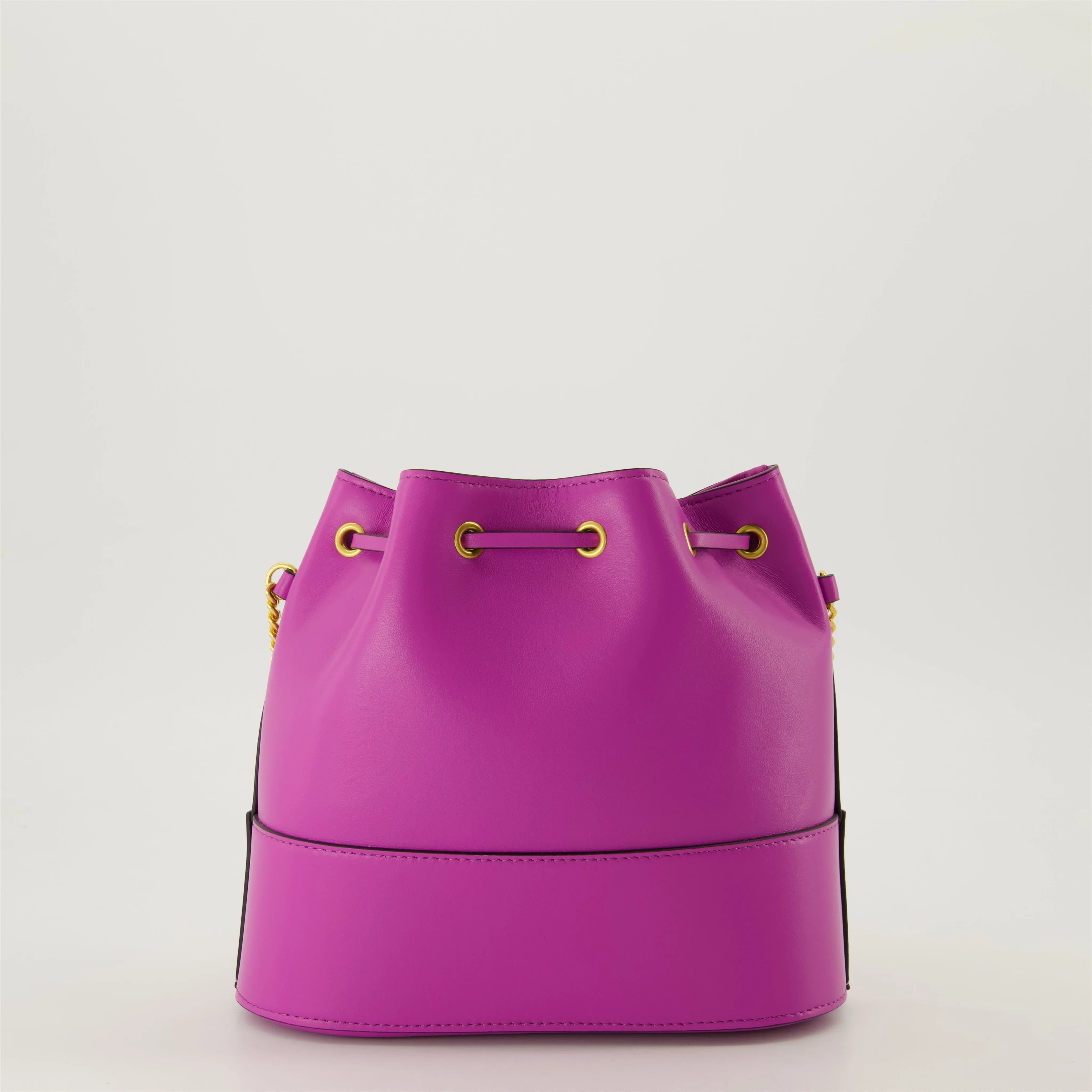 Violet Leather Bucket Bag with VLogo