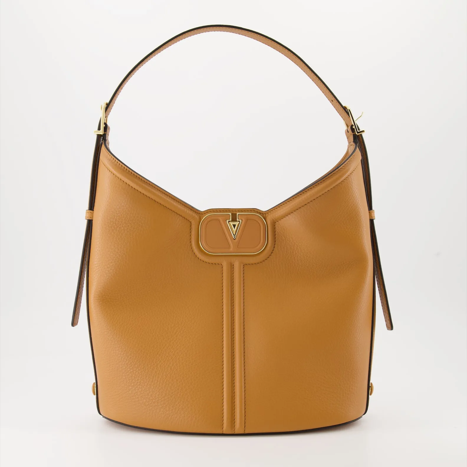 VLogo Leather Hobo Bag