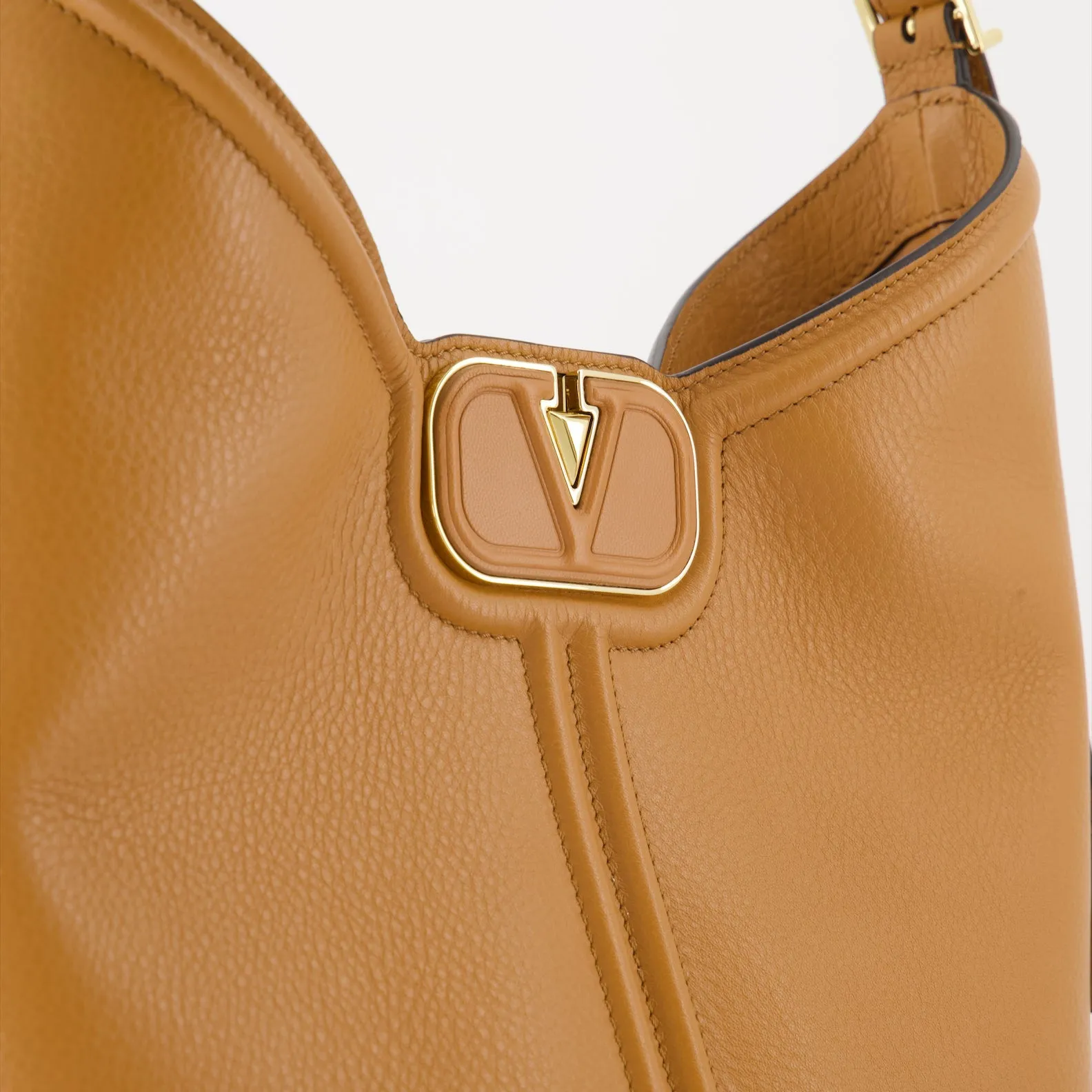 VLogo Leather Hobo Bag