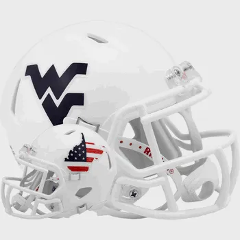 West Virginia Mountaineers NCAA Mini Speed Football White Helmet Stars and Stripes