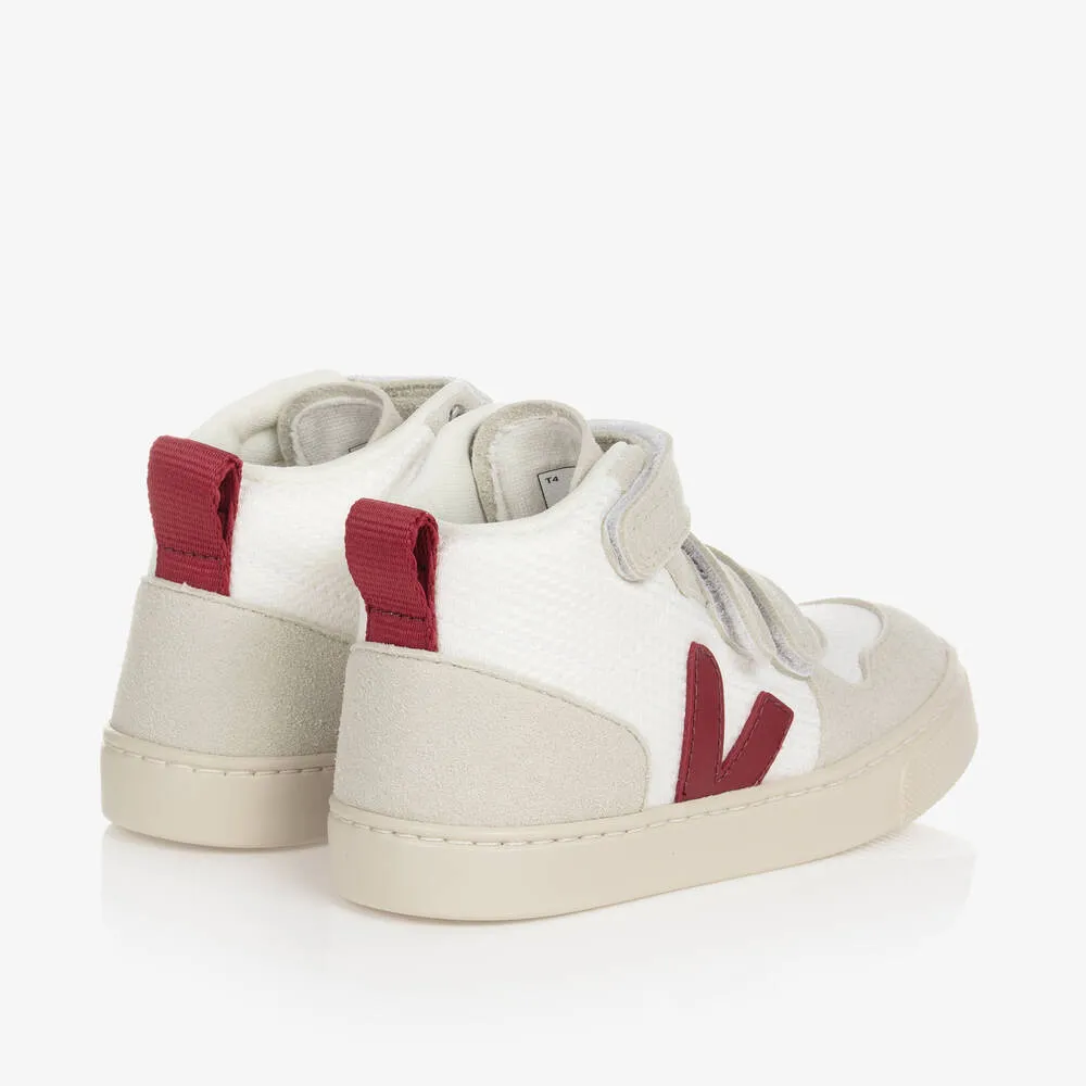 White & Red V-10 Mid Trainers