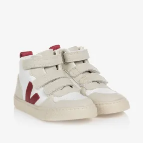 White & Red V-10 Mid Trainers