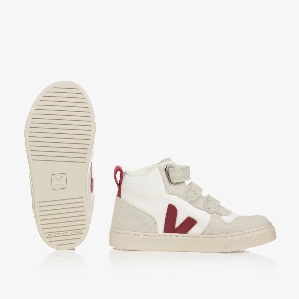 White & Red V-10 Mid Trainers