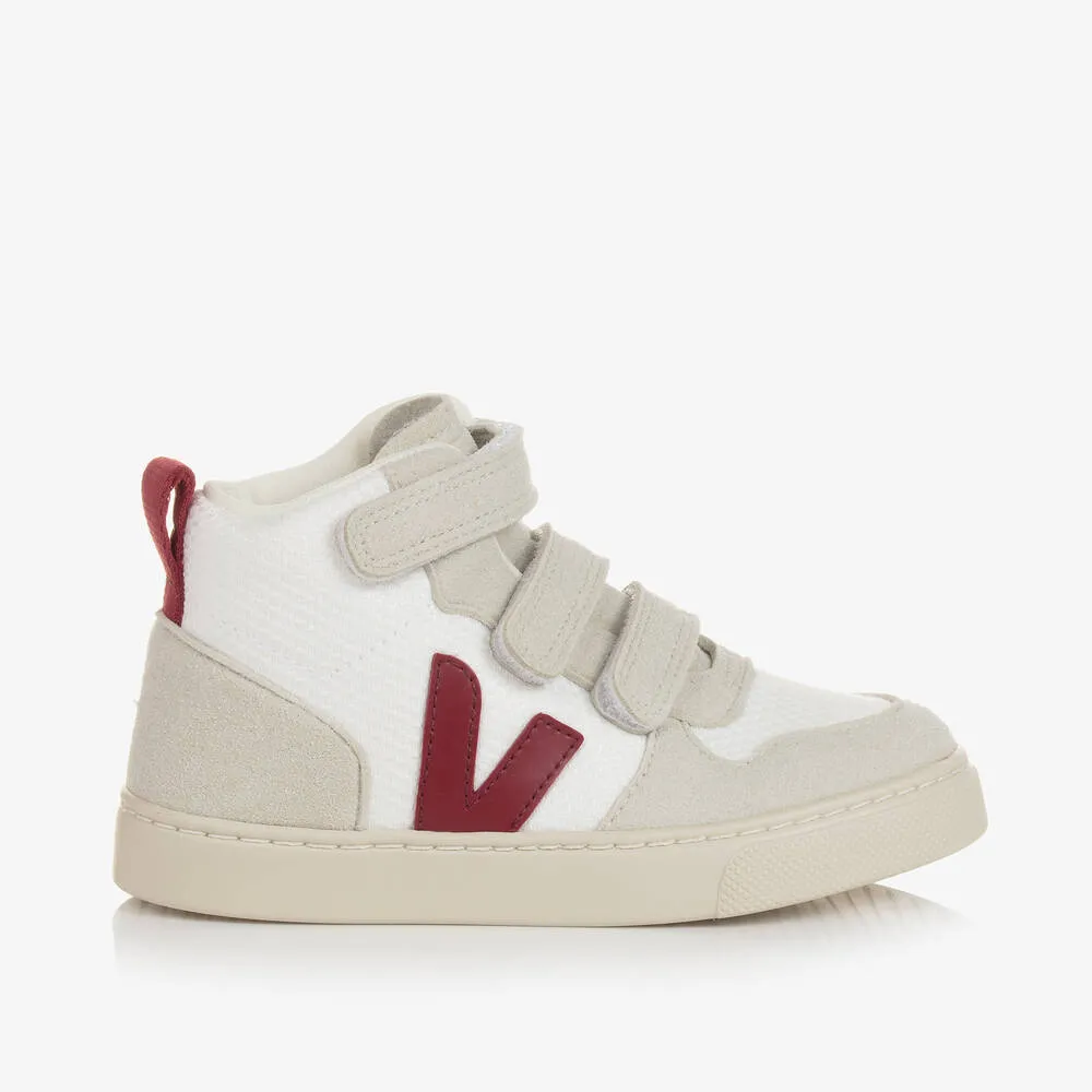 White & Red V-10 Mid Trainers