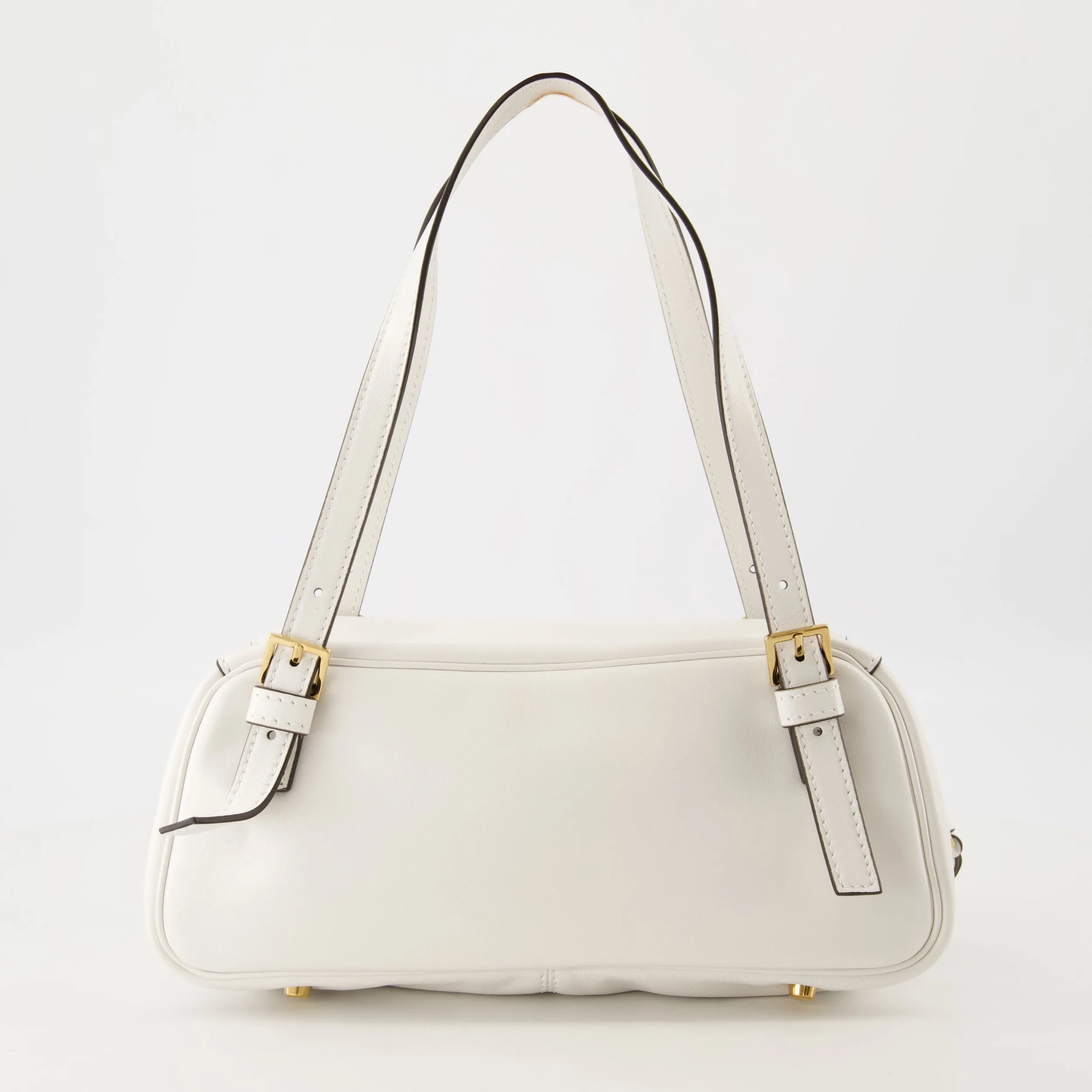 White Leather Bowling Bag