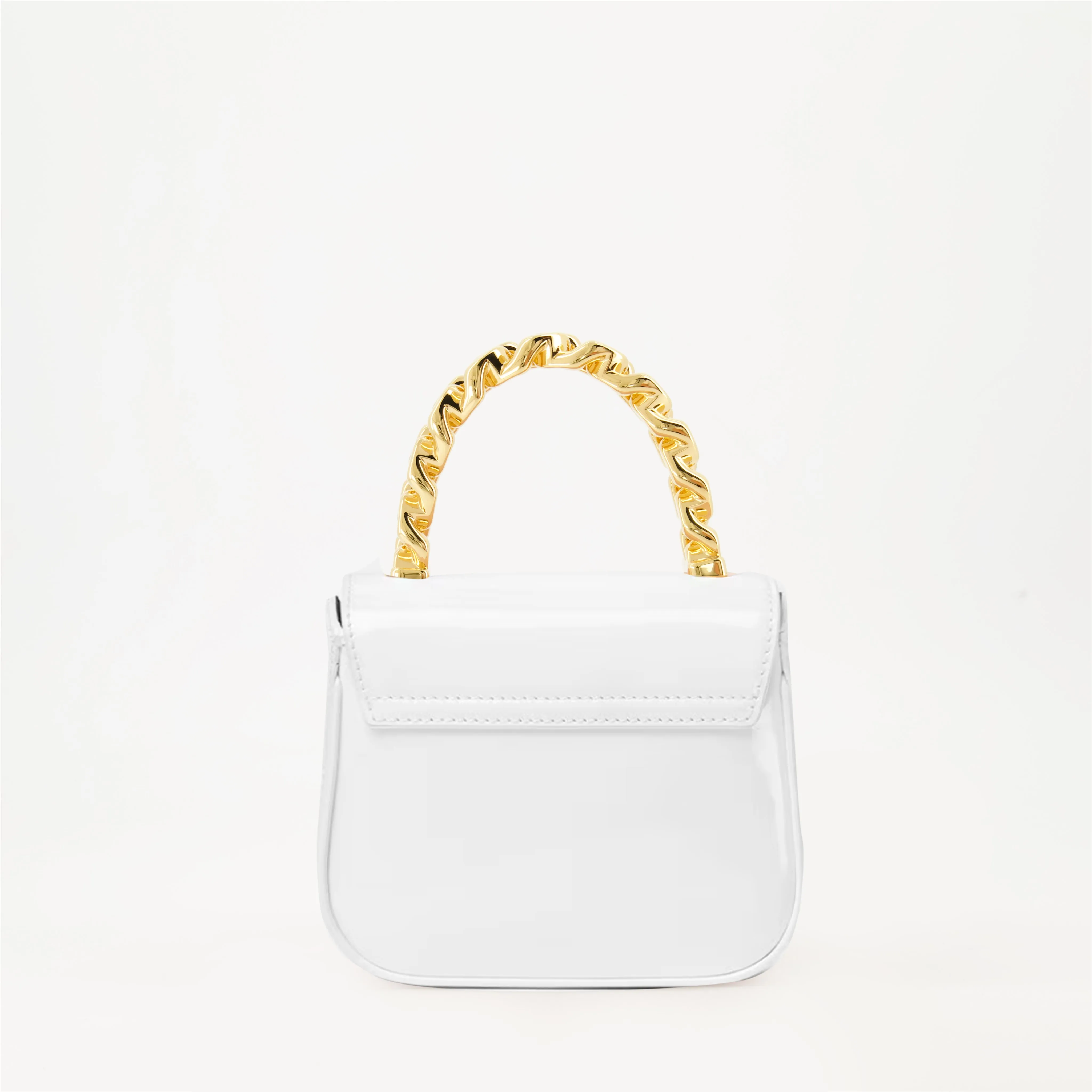 White Patent Leather Mini Bag with Chain Handle