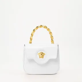 White Patent Leather Mini Bag with Chain Handle