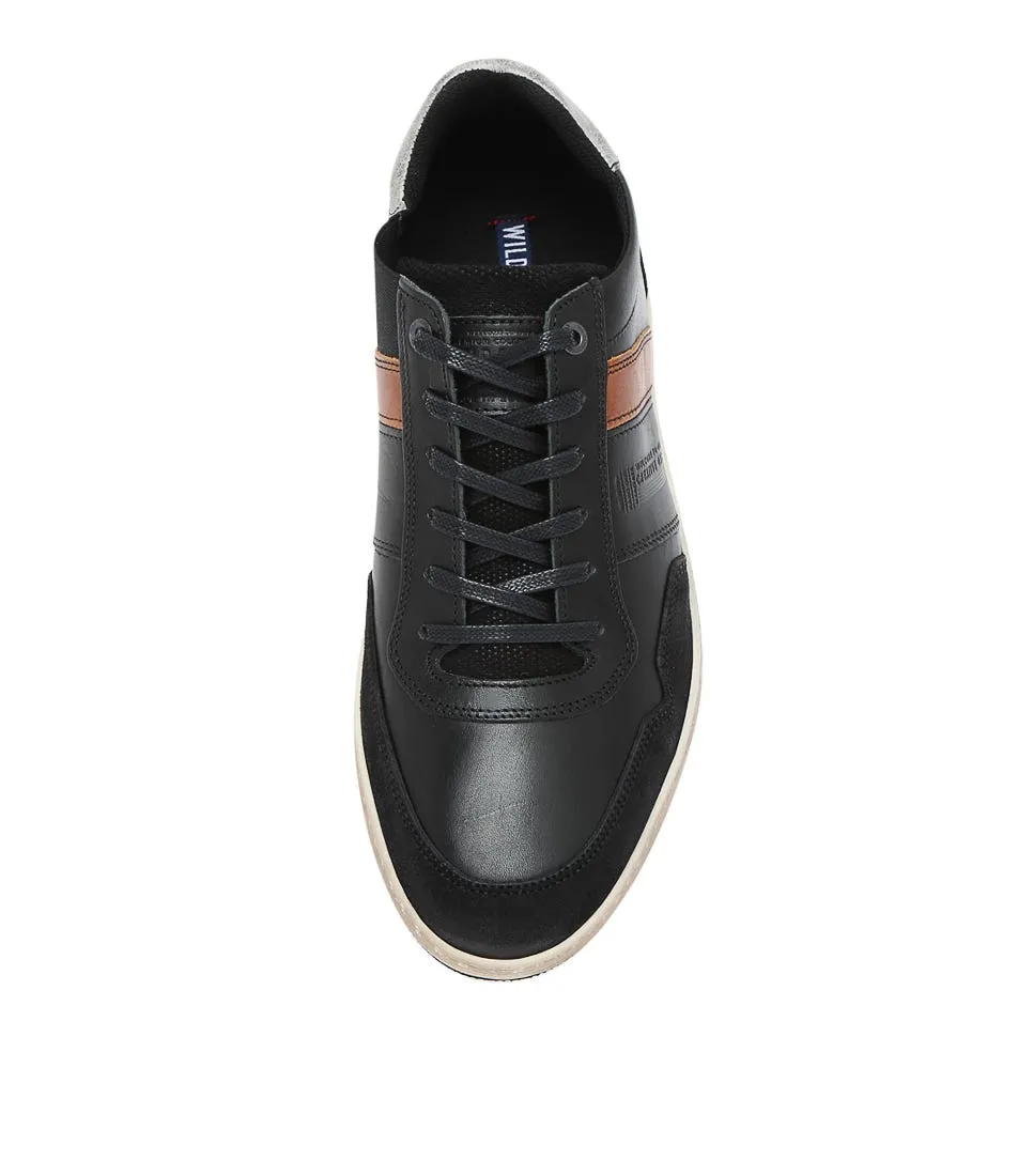 WILD RHINO Cadet Black Leather Sneakers