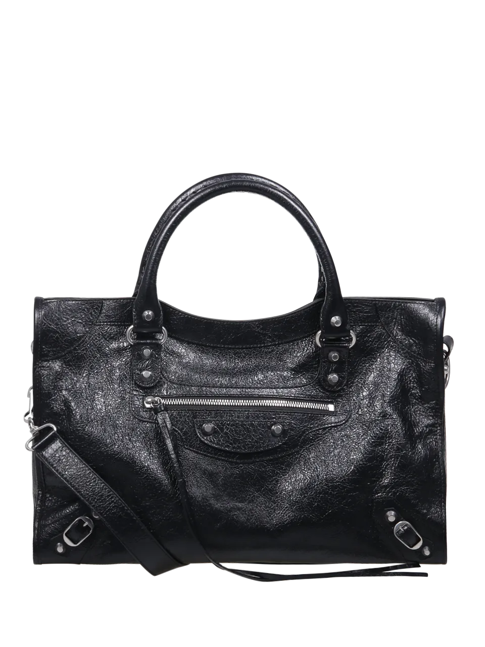 WOMAN BALENCIAGA BLACK LAMB LEATHER MEDIUM CITY BAG