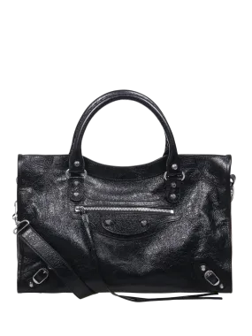 WOMAN BALENCIAGA BLACK LAMB LEATHER MEDIUM CITY BAG