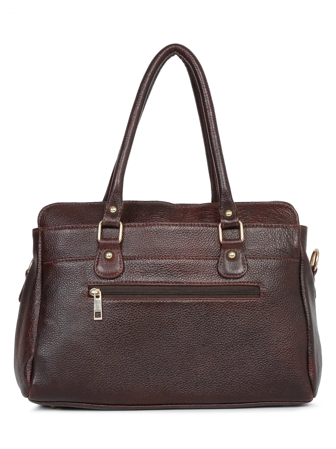 Women Brown Texture Leather Handheld Bag