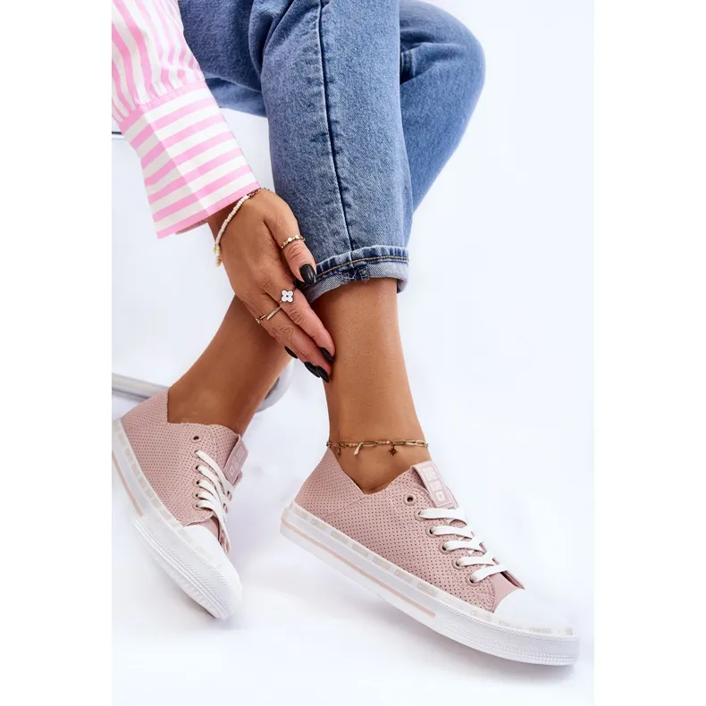 Women's Leather Low Sneakers Big Star LL274015 Pink