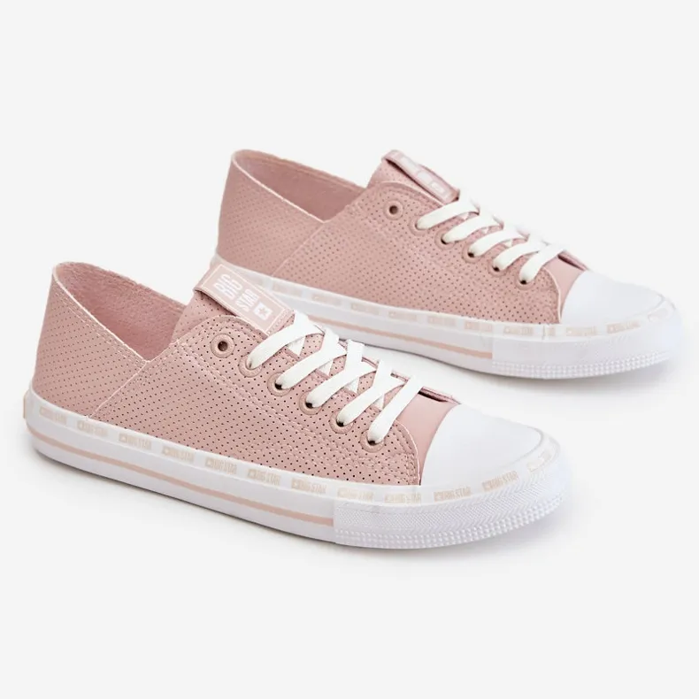 Women's Leather Low Sneakers Big Star LL274015 Pink