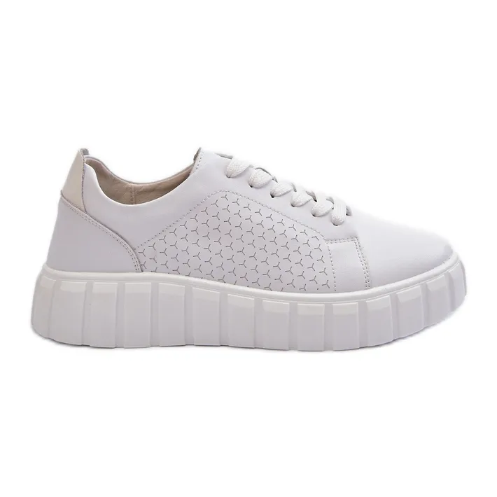 Women's Leather Sneakers on the Platform, White Eselmarie