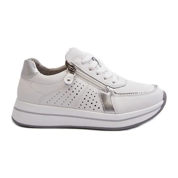 Women's Leather Sneakers on the Platform White Ligustra