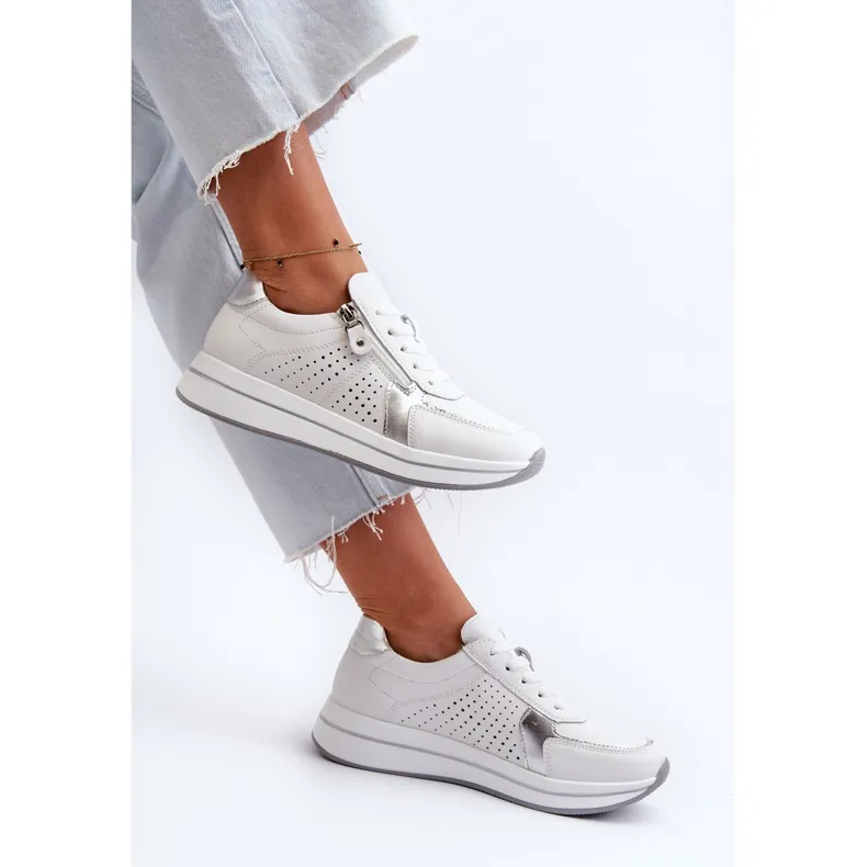 Women's Leather Sneakers on the Platform White Ligustra