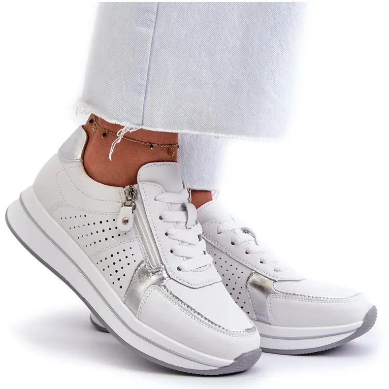 Women's Leather Sneakers on the Platform White Ligustra