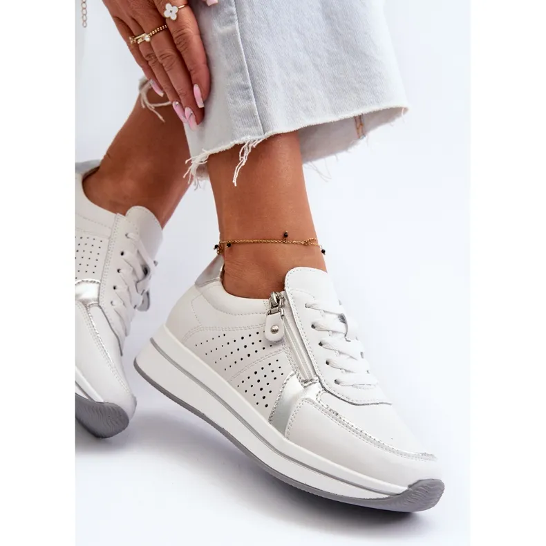 Women's Leather Sneakers on the Platform White Ligustra