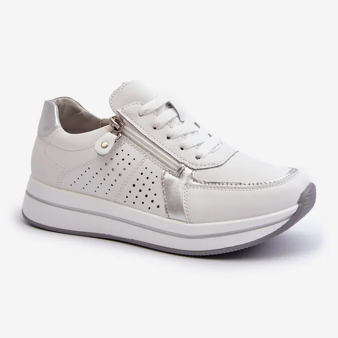 Women's Leather Sneakers on the Platform White Ligustra