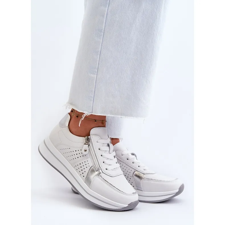 Women's Leather Sneakers on the Platform White Ligustra