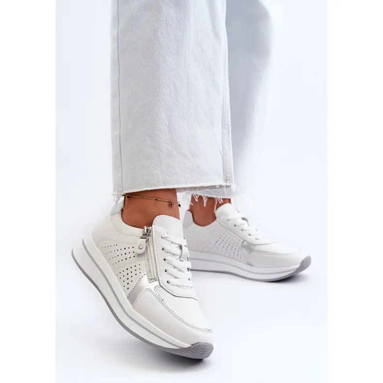 Women's Leather Sneakers on the Platform White Ligustra