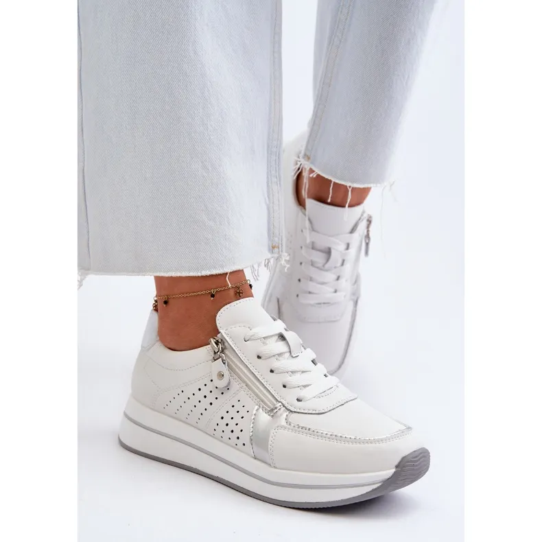 Women's Leather Sneakers on the Platform White Ligustra