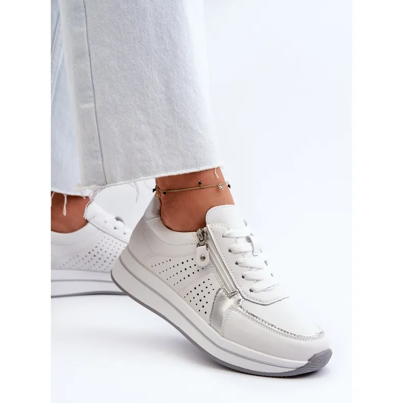 Women's Leather Sneakers on the Platform White Ligustra