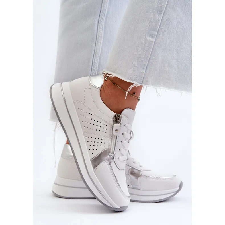 Women's Leather Sneakers on the Platform White Ligustra