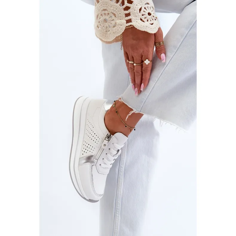 Women's Leather Sneakers on the Platform White Ligustra