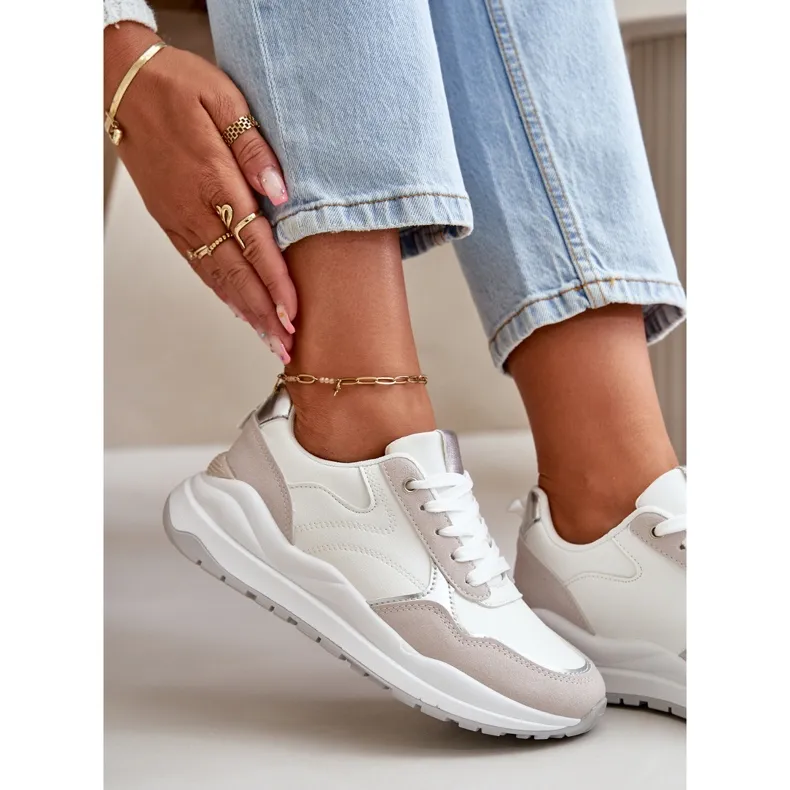 Women's Sneakers On Platform Made Of Eco Leather White Issatta