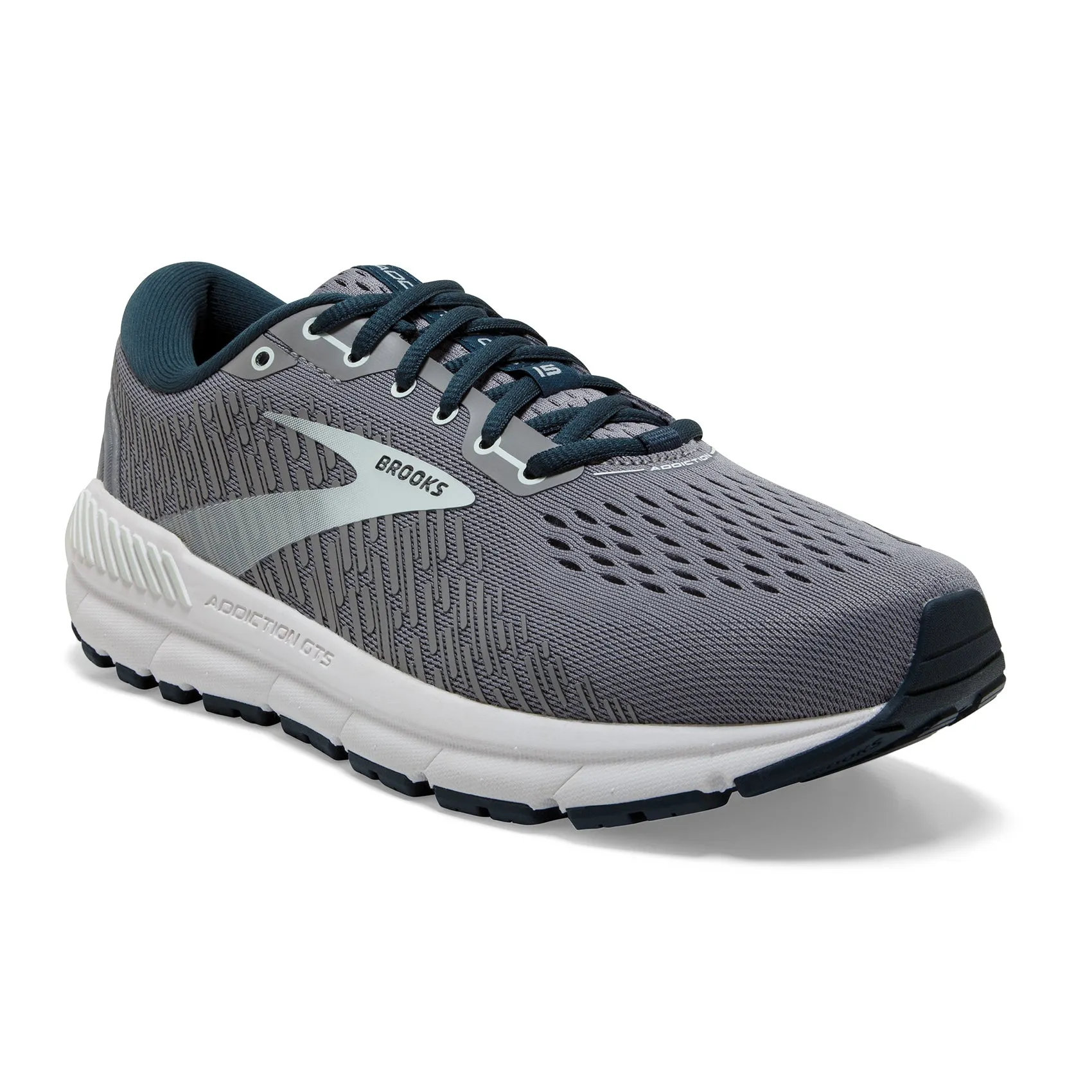 Women's Addiction GTS 15 Running Shoe - Grey/Navy/Aqua - Wide (D)