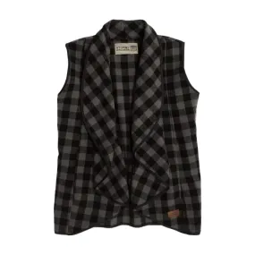 Women's Waterfall Vest - Black/grey Plaid - Medium