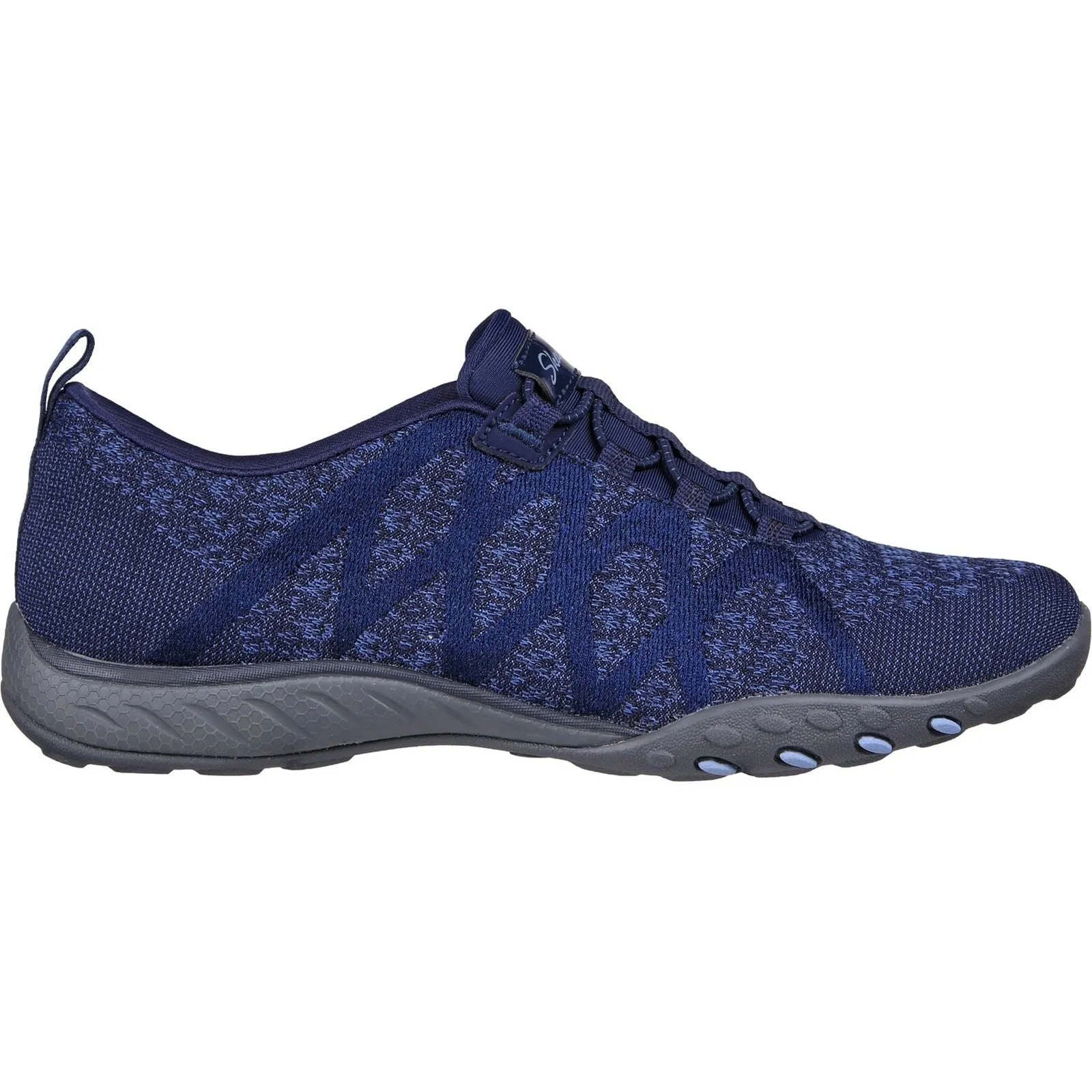 Women's Wide Fit Skechers 100301 Relaxed Fit Breathe Easy Infi Knity Sneakers - Navy