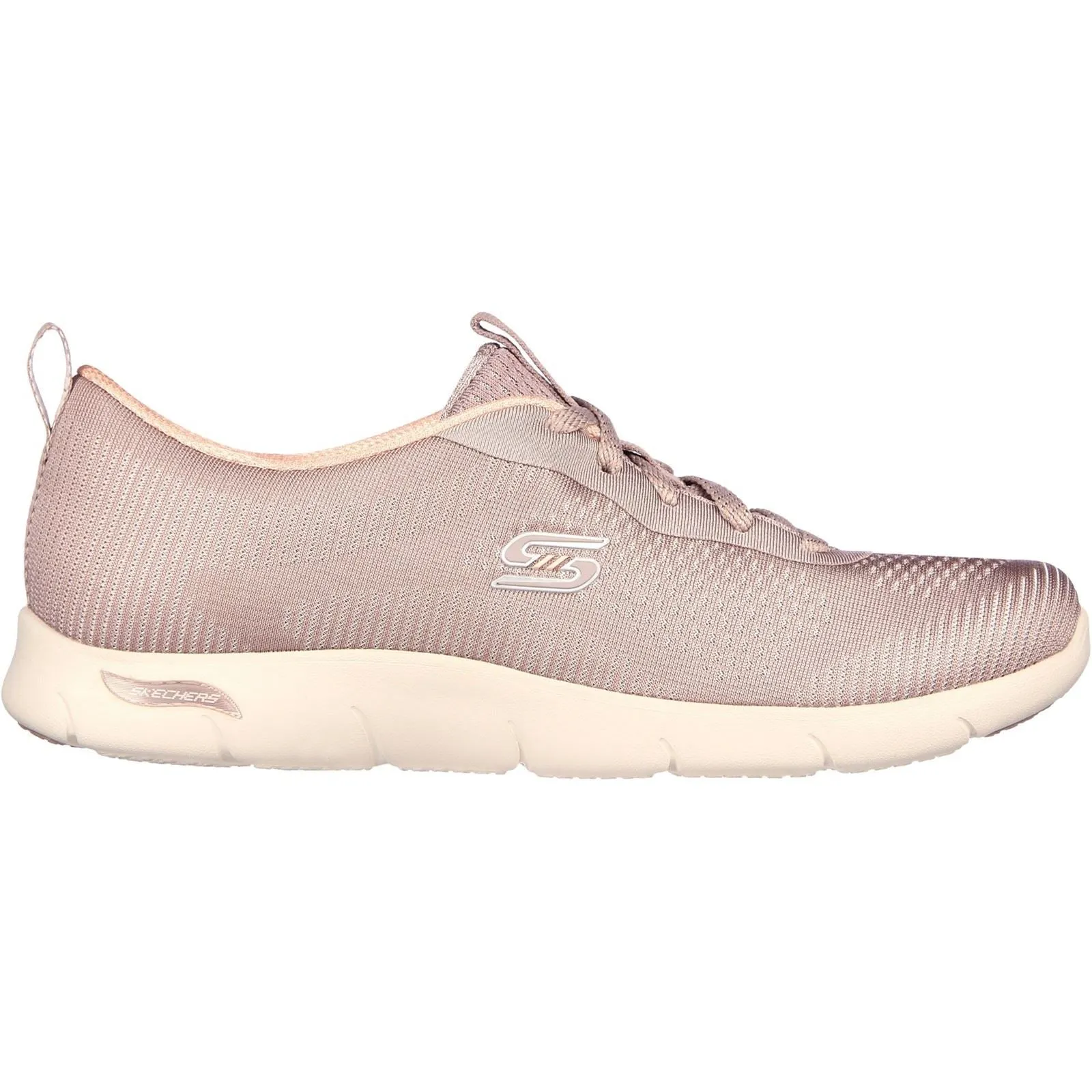 Women's Wide Fit Skechers 104390 Arch Fit Refine Classy Doll Sneakers - Dark Taupe