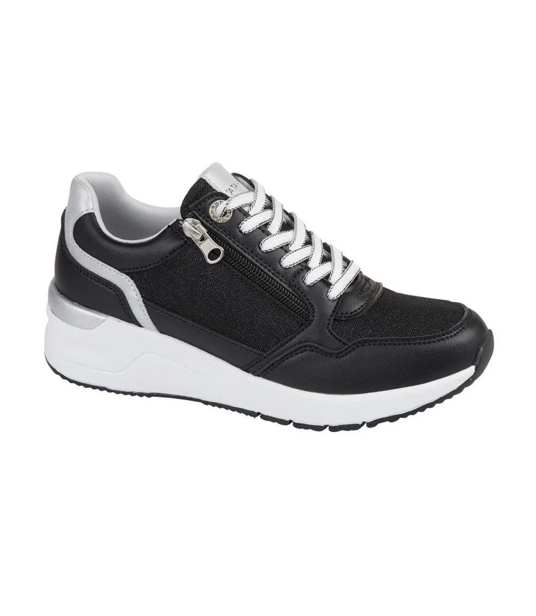 Womens/ladies adina sparkle pu trainers black Cipriata