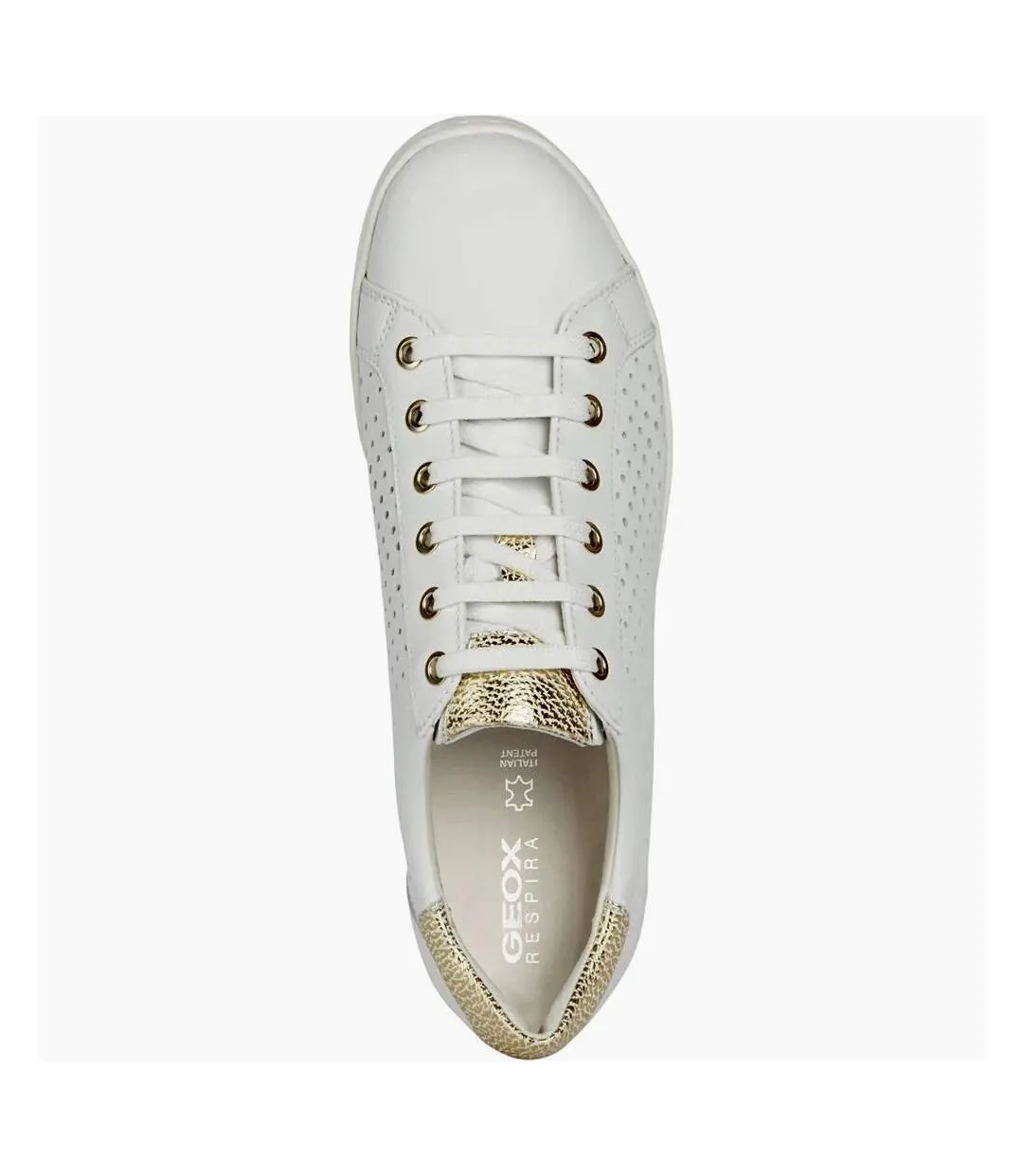 Womens/ladies jaysen trainers white/gold Geox