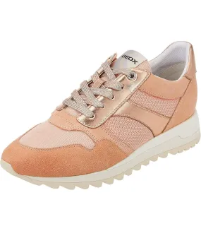 Womens/ladies tabelya leather trainers peach Geox