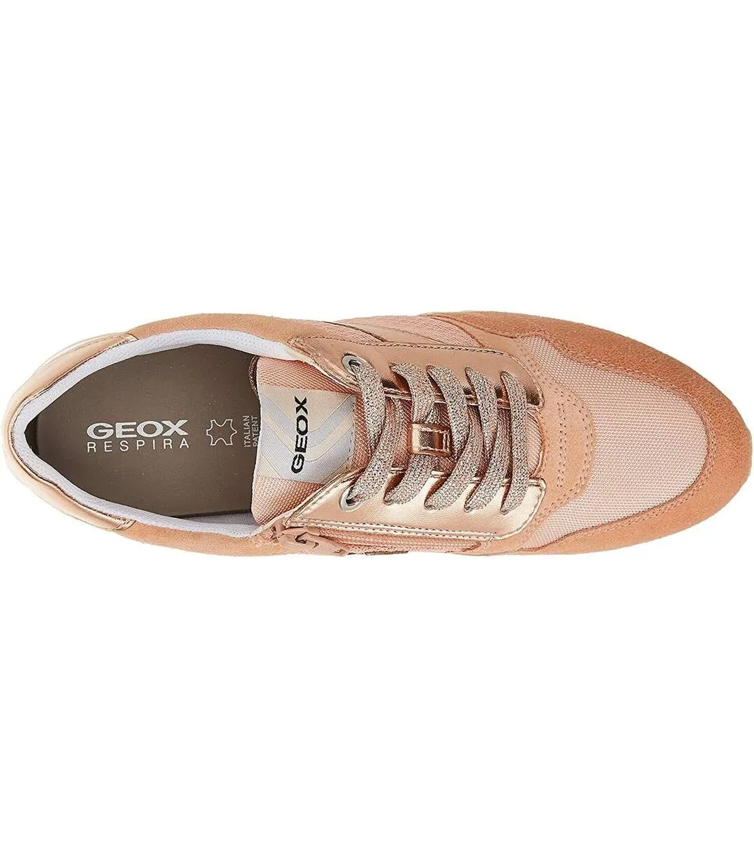 Womens/ladies tabelya leather trainers peach Geox