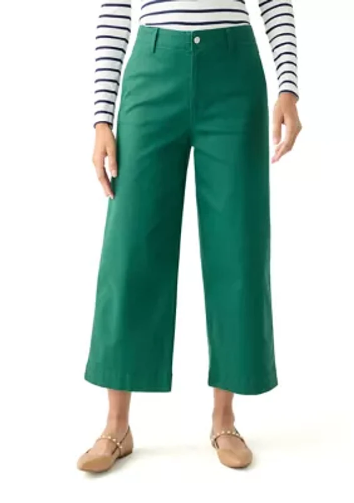 Women's Coated Crop Wide Leg Pants