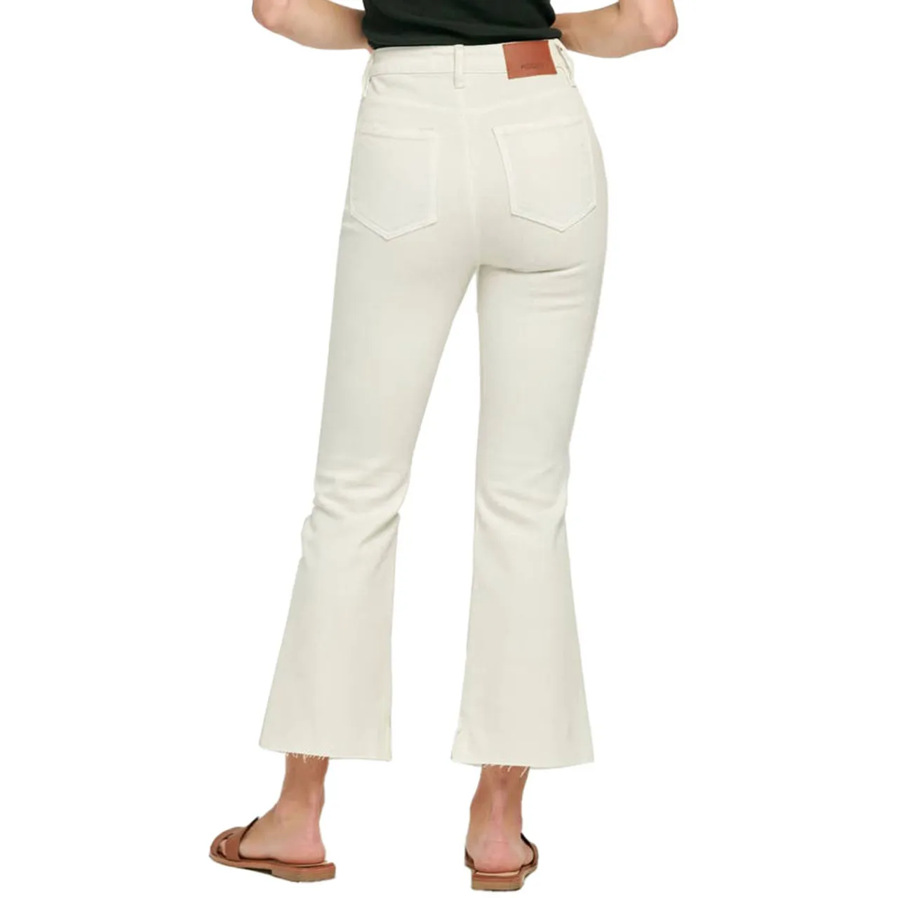 Women's Hidden Happi High Rise Step Hem Crop Flare Jeans - Sea Salt