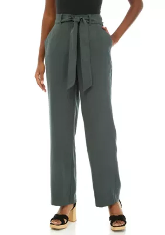 Women's High Rise Belted Wide Leg Pants