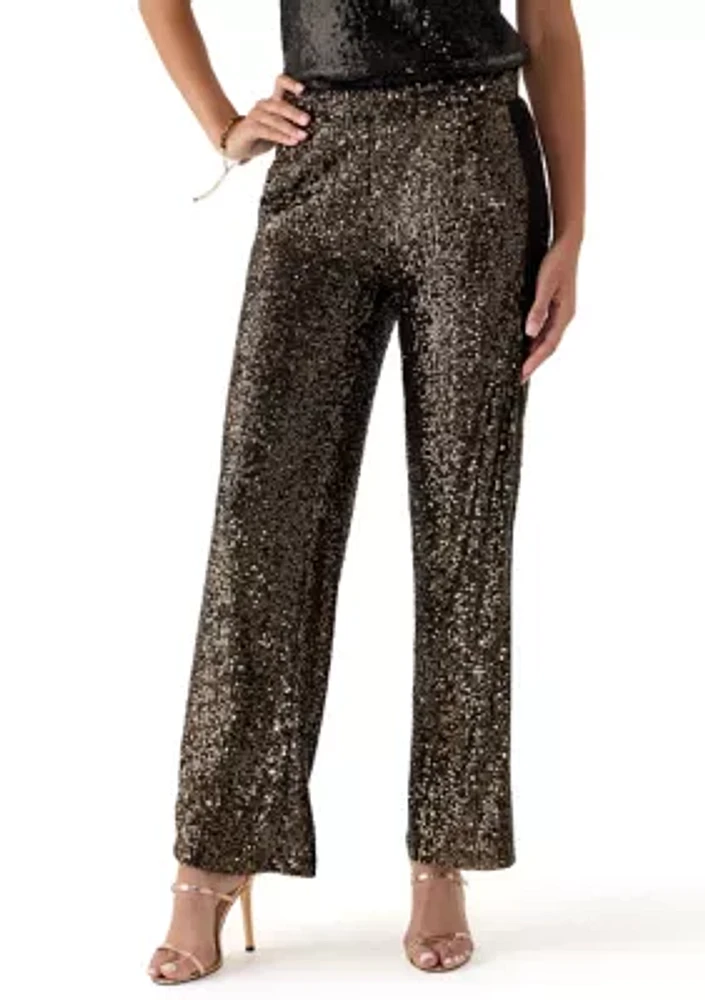 Women's Sequin Mix Wide Leg Pants